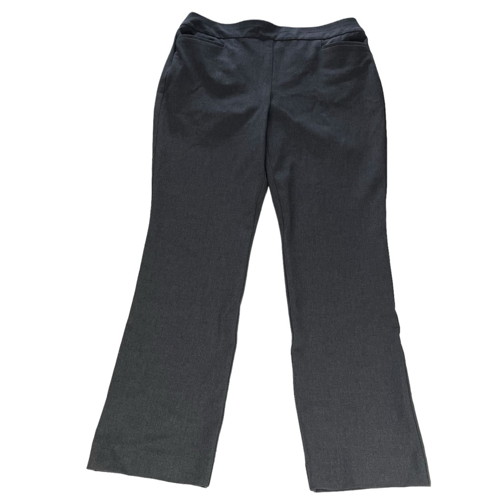 Chicos Pull On Gray Straight Leg Pants Size 2R ( 12 ) Stretch Office Siren